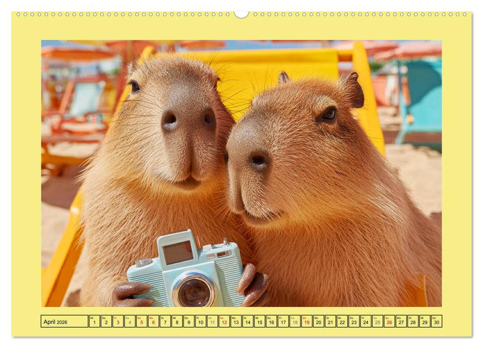 Capybaras on Tour. Wasserschweine als Weltenbummler (CALVENDO Wandkalender 2026)