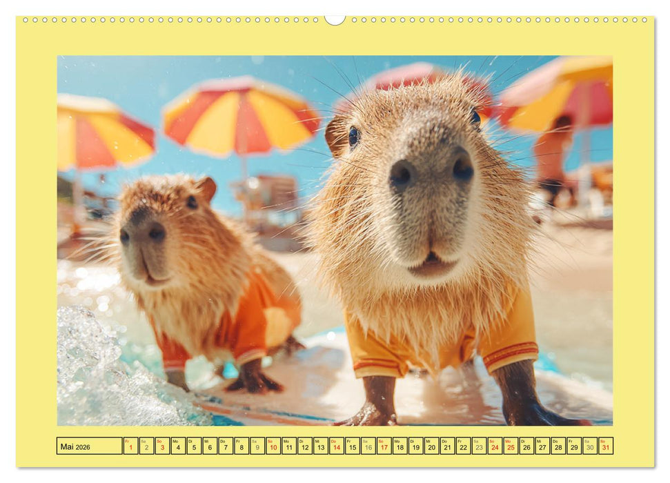 Capybaras on Tour. Wasserschweine als Weltenbummler (CALVENDO Wandkalender 2026)