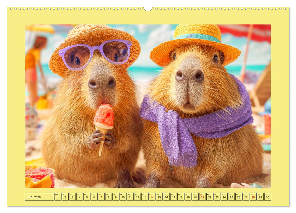 Capybaras on Tour. Wasserschweine als Weltenbummler (CALVENDO Wandkalender 2026)