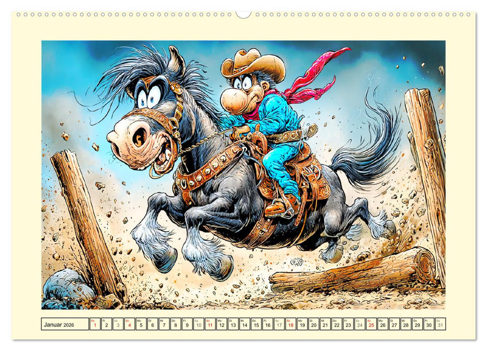 Wiehern garantiert. Der verrückte Pferde-Cartoon-Spaß (CALVENDO Wandkalender 2026)