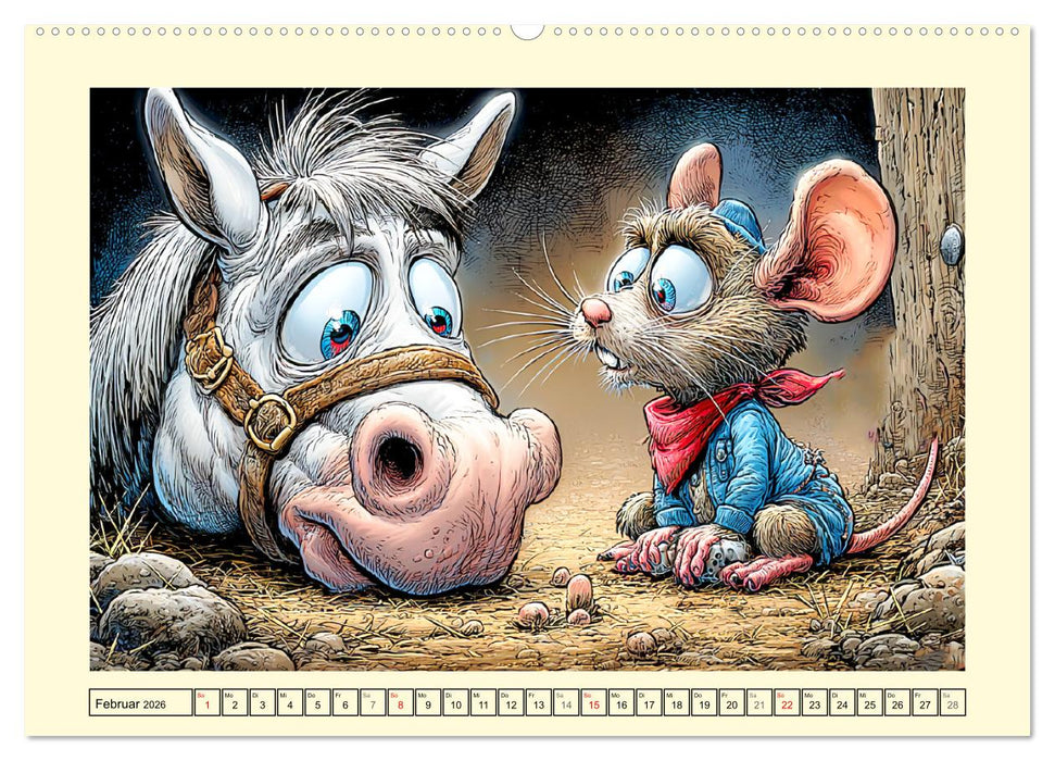 Wiehern garantiert. Der verrückte Pferde-Cartoon-Spaß (CALVENDO Wandkalender 2026)