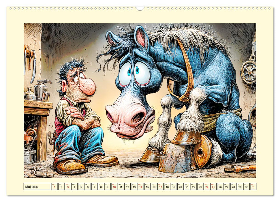 Wiehern garantiert. Der verrückte Pferde-Cartoon-Spaß (CALVENDO Wandkalender 2026)