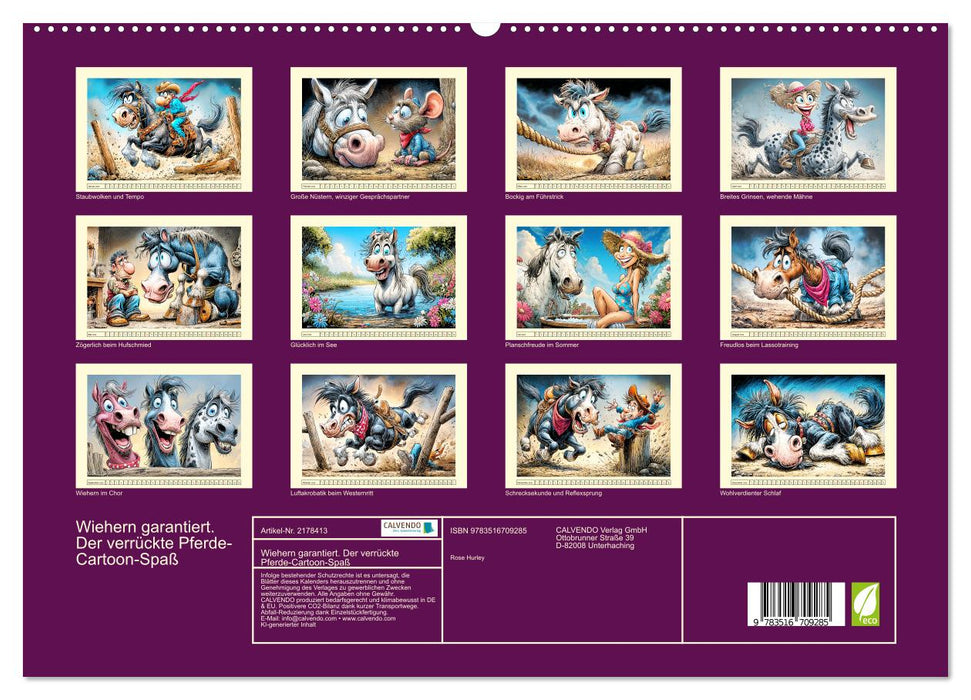 Wiehern garantiert. Der verrückte Pferde-Cartoon-Spaß (CALVENDO Premium Wandkalender 2026)