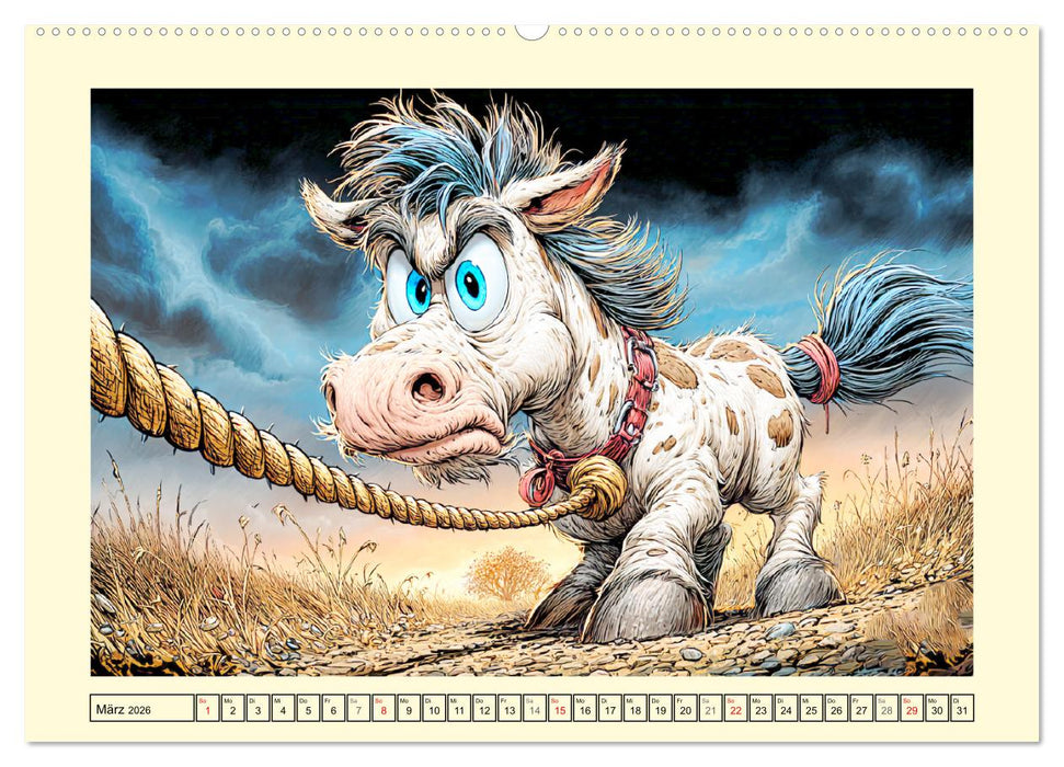 Wiehern garantiert. Der verrückte Pferde-Cartoon-Spaß (CALVENDO Premium Wandkalender 2026)