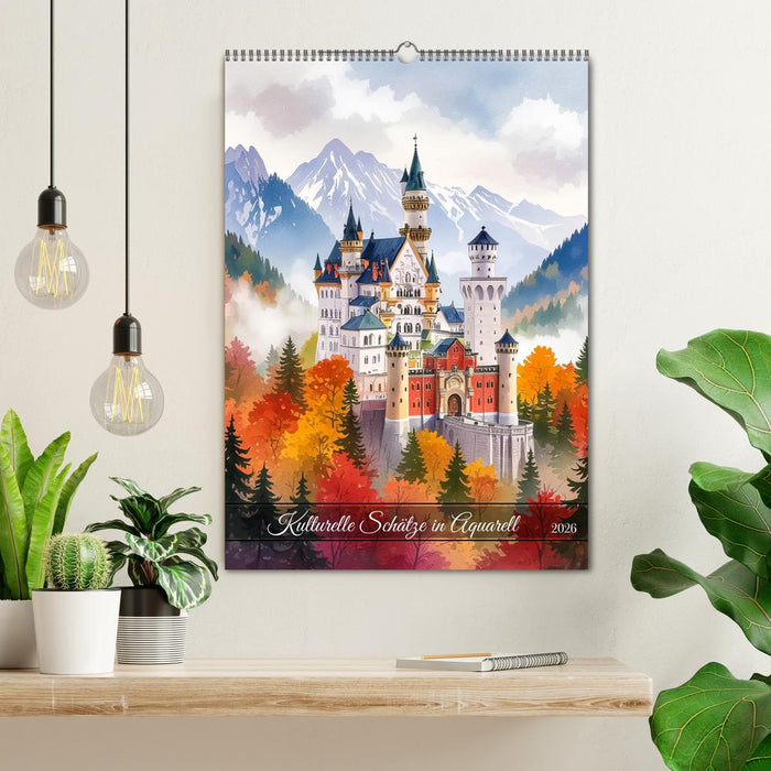 Kulturelle Schätze in Aquarell (CALVENDO Wandkalender 2026)
