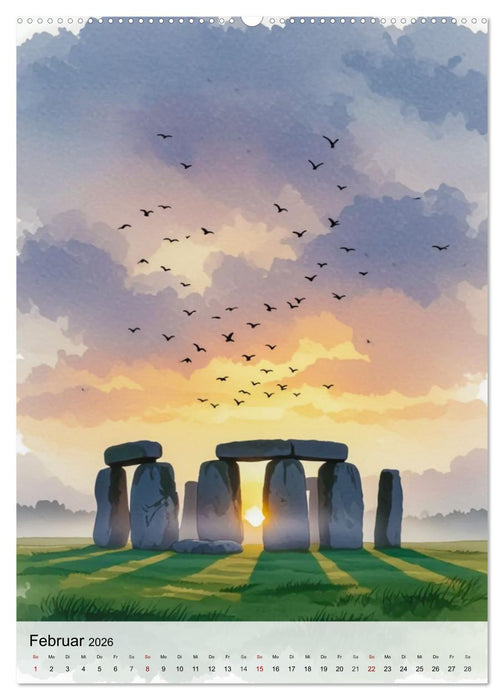 Kulturelle Schätze in Aquarell (CALVENDO Wandkalender 2026)