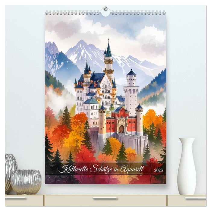 Kulturelle Schätze in Aquarell (CALVENDO Premium Wandkalender 2026)