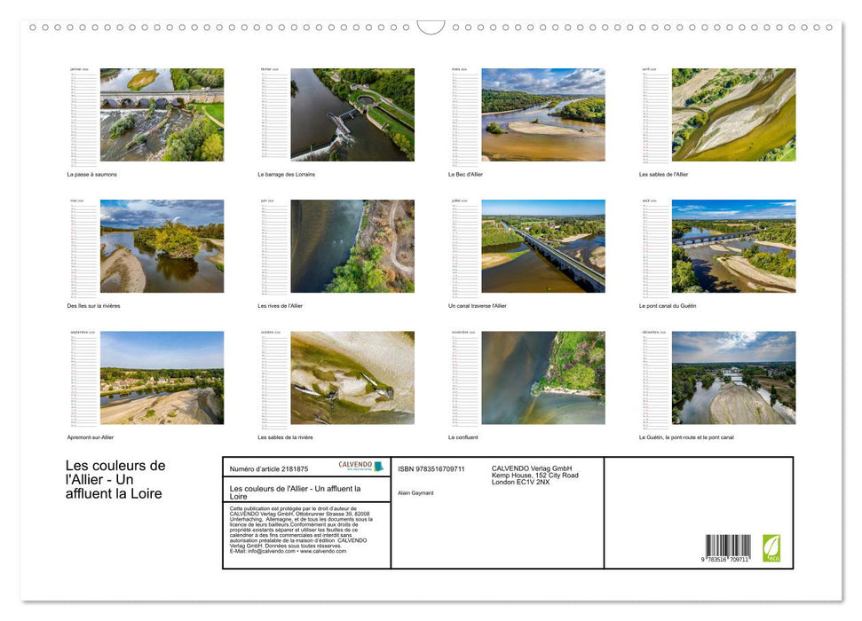 Les couleurs de l'Allier - Un affluent la Loire (CALVENDO Calendrier mensuel 2026)