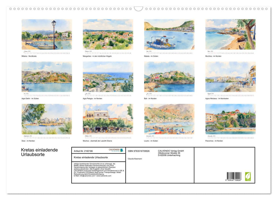 Kretas einladende Urlaubsorte (CALVENDO Wandkalender 2026)