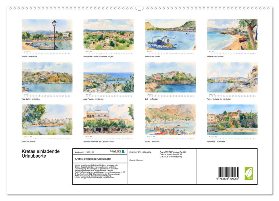 Kretas einladende Urlaubsorte (CALVENDO Premium Wandkalender 2026)
