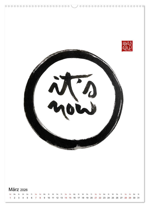 Zen Art Kalligraphie inspiriert von Zen-Meister Thích Nhất Hạnh (CALVENDO Premium Wandkalender 2026)