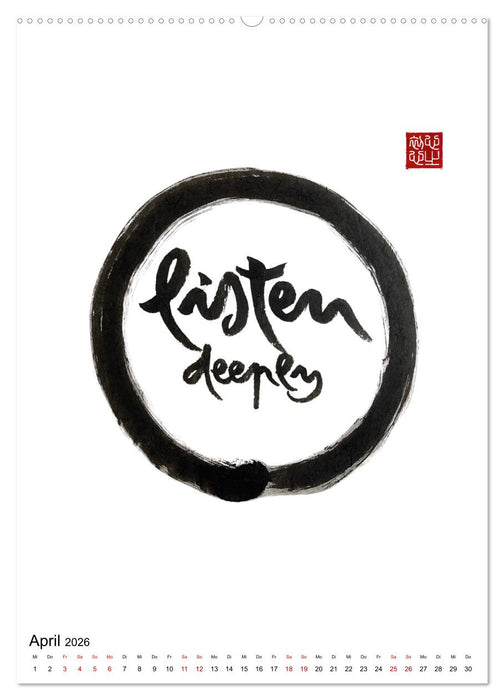 Zen Art Kalligraphie inspiriert von Zen-Meister Thích Nhất Hạnh (CALVENDO Premium Wandkalender 2026)