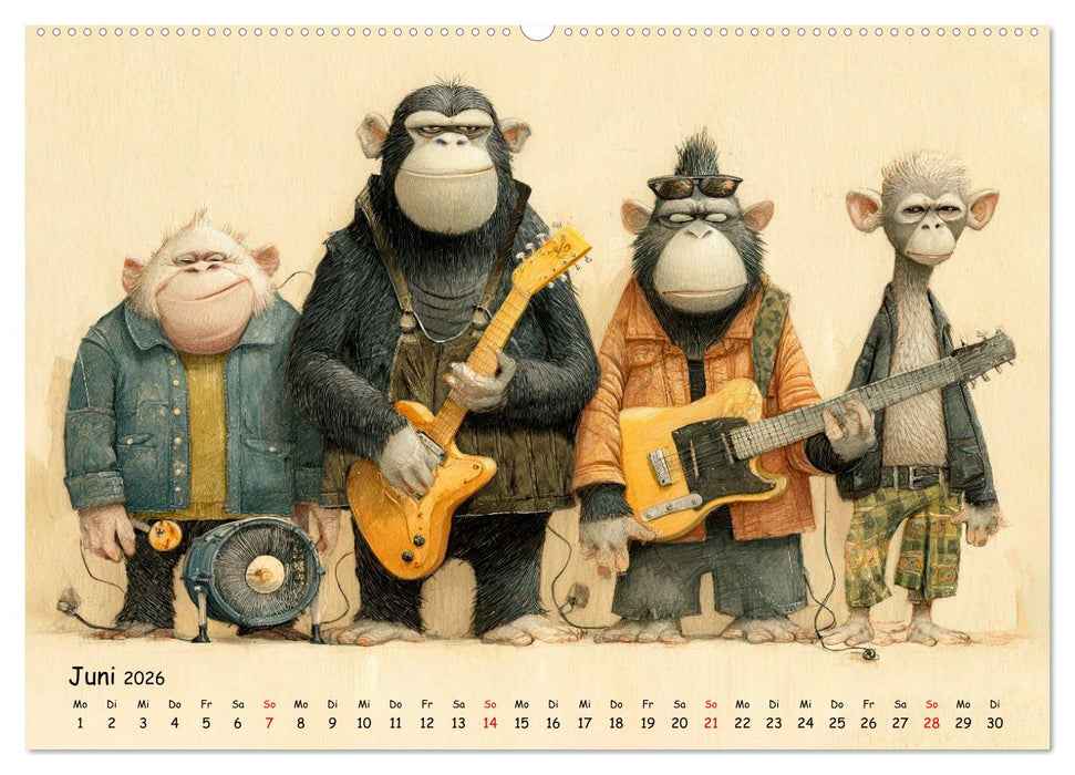 Verrückte Affenwelt (CALVENDO Premium Wandkalender 2026)