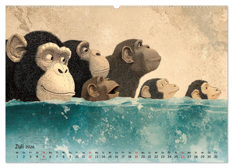 Verrückte Affenwelt (CALVENDO Premium Wandkalender 2026)