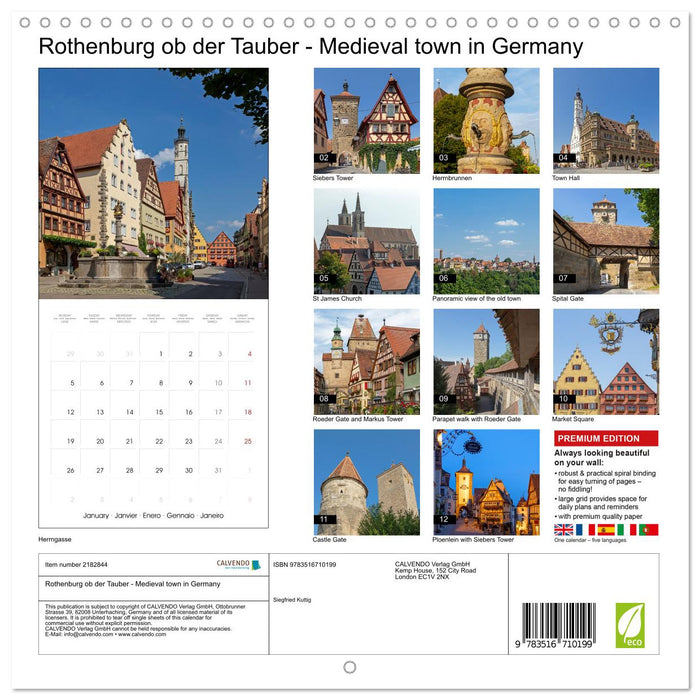 Rothenburg ob der Tauber - Medieval town in Germany (CALVENDO Monthly Calendar 2026)