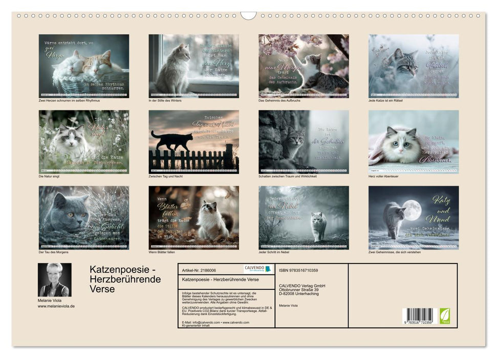 Katzenpoesie - Herzberührende Verse (CALVENDO Wandkalender 2026)