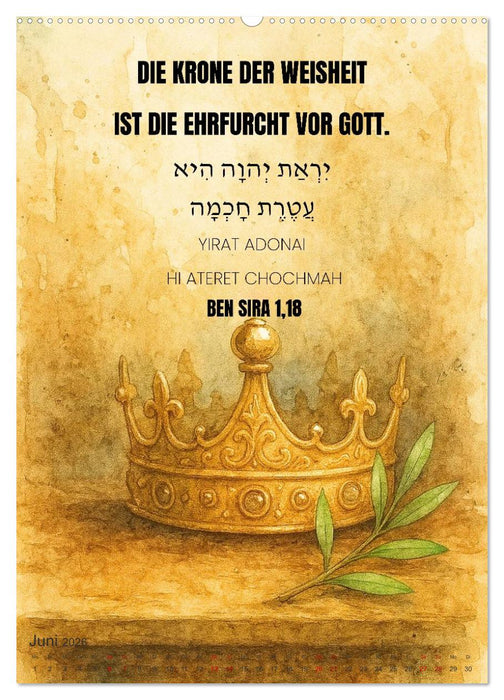 Weisheit, Licht und Leben – Jüdische Inspiration durchs Jahr (CALVENDO Wandkalender 2026)