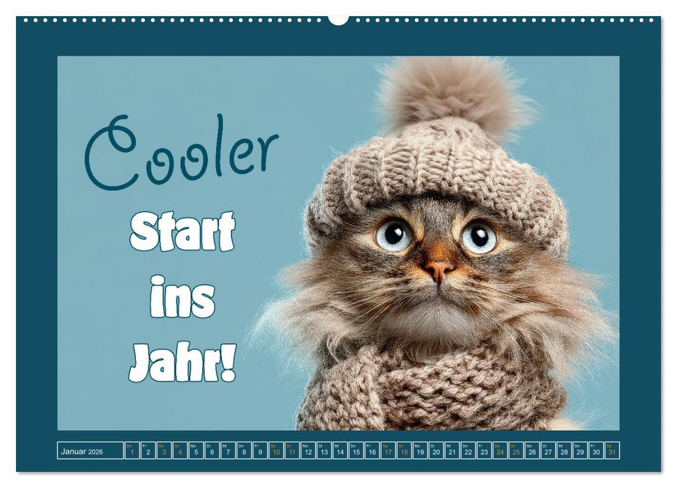 Katzenhumor - Ein Jahr voller Flauschalarm (CALVENDO Premium Wandkalender 2026)