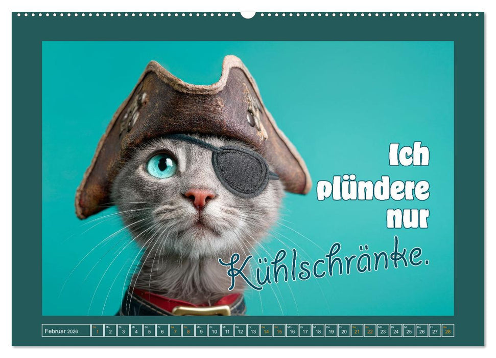 Katzenhumor - Ein Jahr voller Flauschalarm (CALVENDO Premium Wandkalender 2026)
