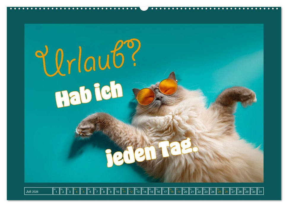 Katzenhumor - Ein Jahr voller Flauschalarm (CALVENDO Premium Wandkalender 2026)