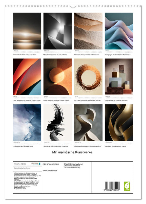 Minimalistische Kunstwerke (CALVENDO Premium Wandkalender 2026)