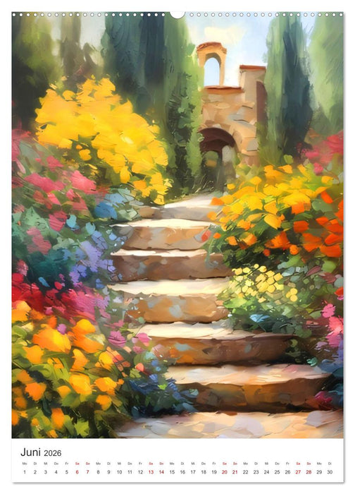 Gartenlandschaften - Ki trifft Natur (CALVENDO Premium Wandkalender 2026)