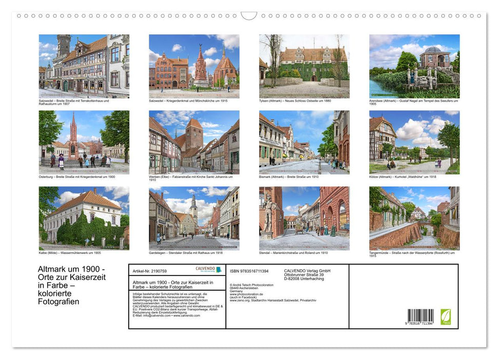 Altmark um 1900 - Orte zur Kaiserzeit in Farbe – kolorierte Fotografien (CALVENDO Wandkalender 2026)