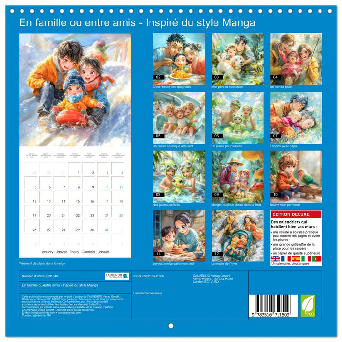En famille ou entre amis - Inspiré du style Manga (CALVENDO Calendrier mensuel 2026)