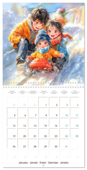 En famille ou entre amis - Inspiré du style Manga (CALVENDO Calendrier mensuel 2026)