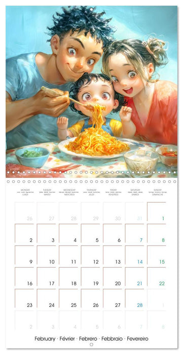 En famille ou entre amis - Inspiré du style Manga (CALVENDO Calendrier mensuel 2026)