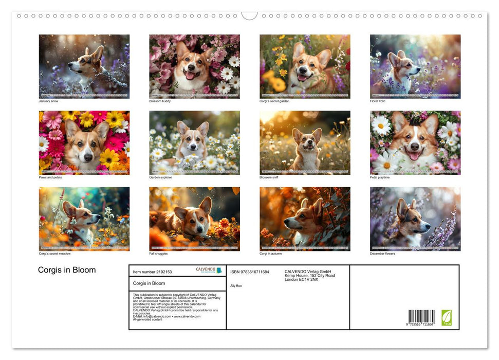 Corgis in Bloom (CALVENDO Monthly Calendar 2026)