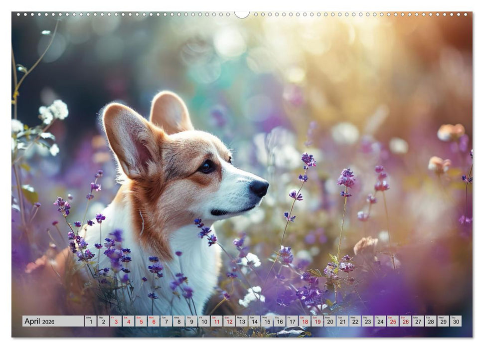 Corgis in Bloom (CALVENDO Monthly Calendar 2026)