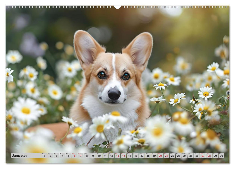 Corgis in Bloom (CALVENDO Monthly Calendar 2026)