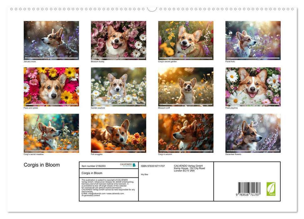Corgis in Bloom (CALVENDO Premium-Calendar 2026)
