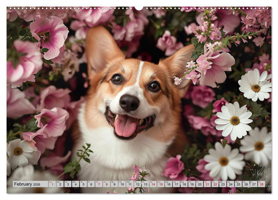 Corgis in Bloom (CALVENDO Premium-Calendar 2026)