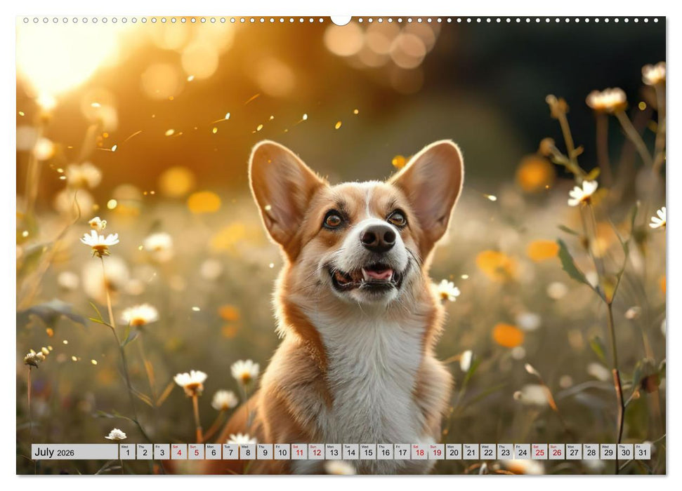 Corgis in Bloom (CALVENDO Premium-Calendar 2026)