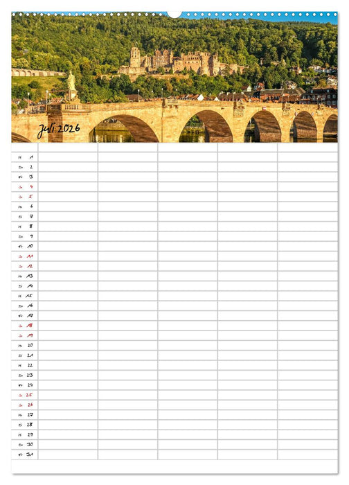 Heidelberger Familienkalender (CALVENDO Premium Wandkalender 2026)
