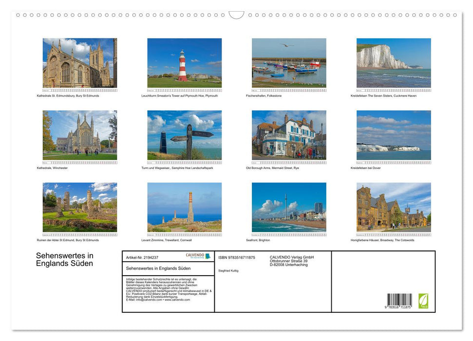 Sehenswertes in Englands Süden (CALVENDO Wandkalender 2026)