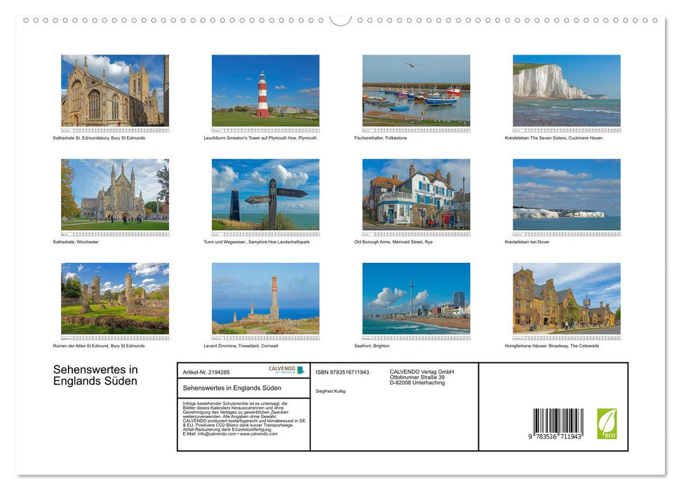 Sehenswertes in Englands Süden (CALVENDO Premium Wandkalender 2026)