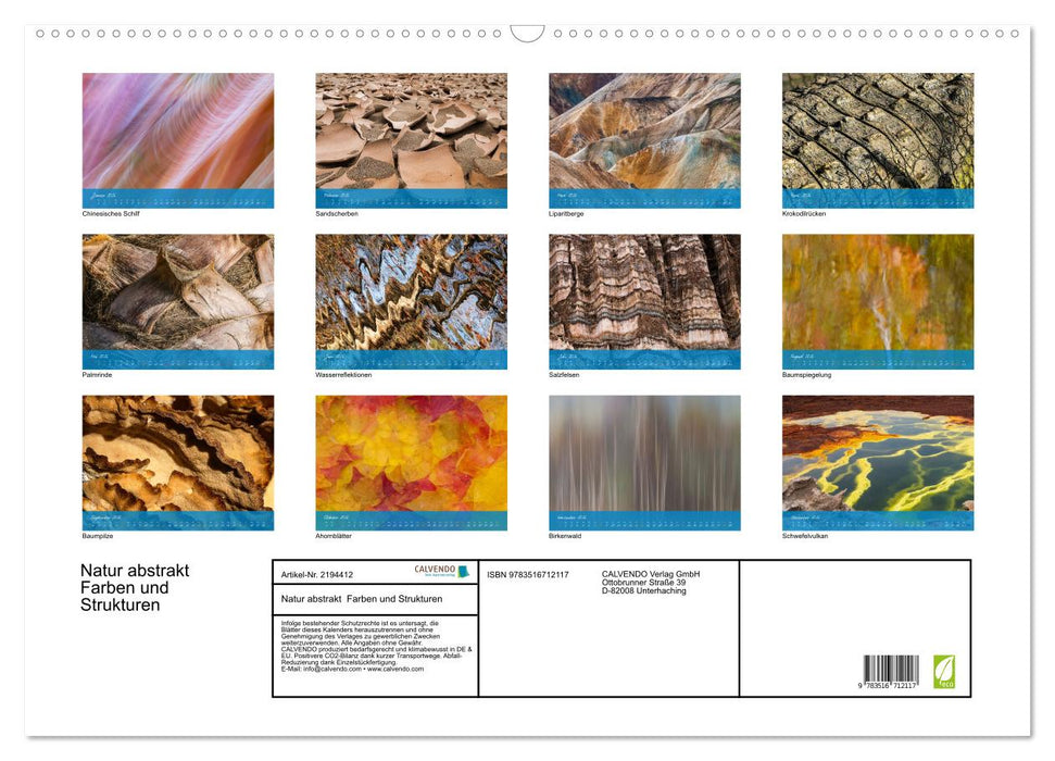 Natur abstrakt Farben und Strukturen (CALVENDO Wandkalender 2026)
