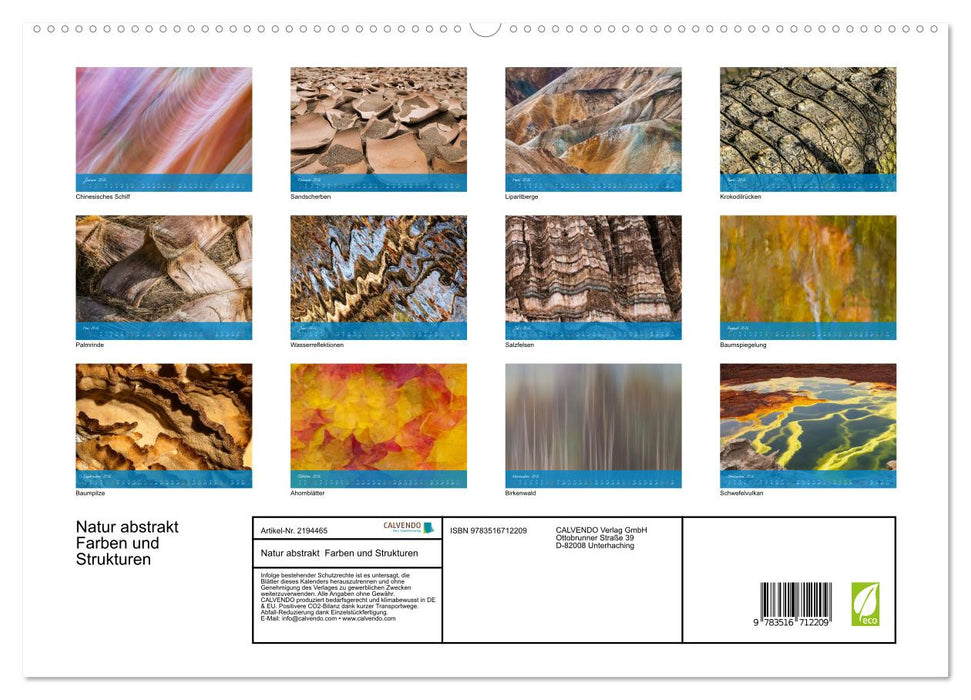 Natur abstrakt Farben und Strukturen (CALVENDO Premium Wandkalender 2026)