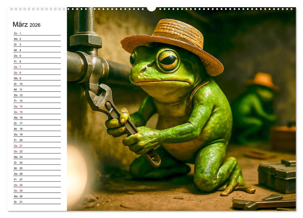 Frosch bei der Arbeit- Dienst nach Vorschrift (CALVENDO Premium Wandkalender 2026)