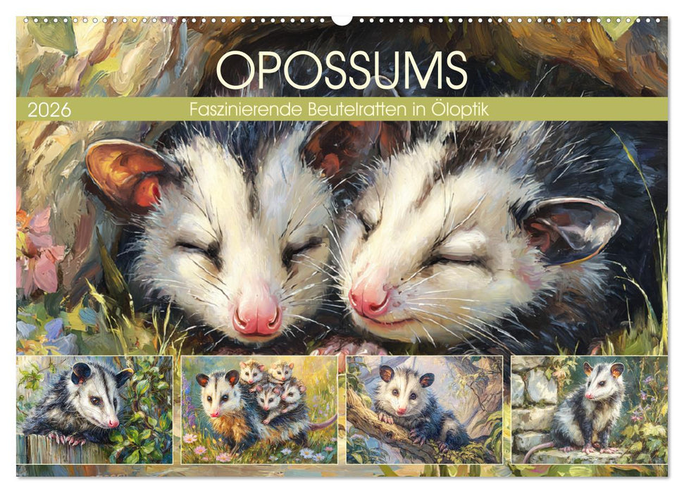 Opossums. Faszinierende Beutelratten in Öloptik (CALVENDO Wandkalender 2026)