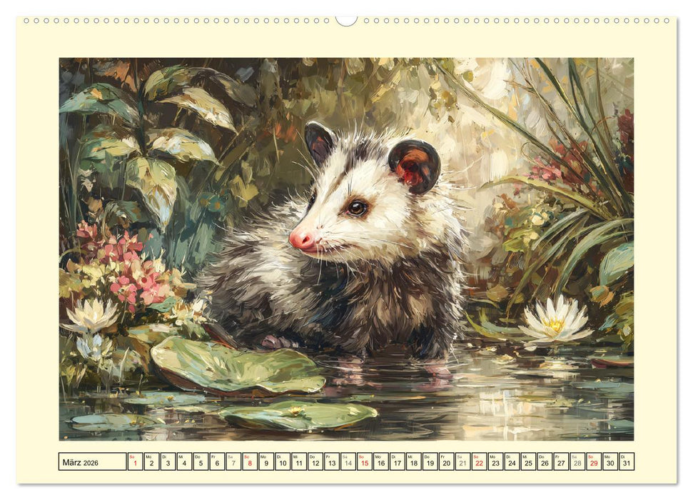 Opossums. Faszinierende Beutelratten in Öloptik (CALVENDO Wandkalender 2026)