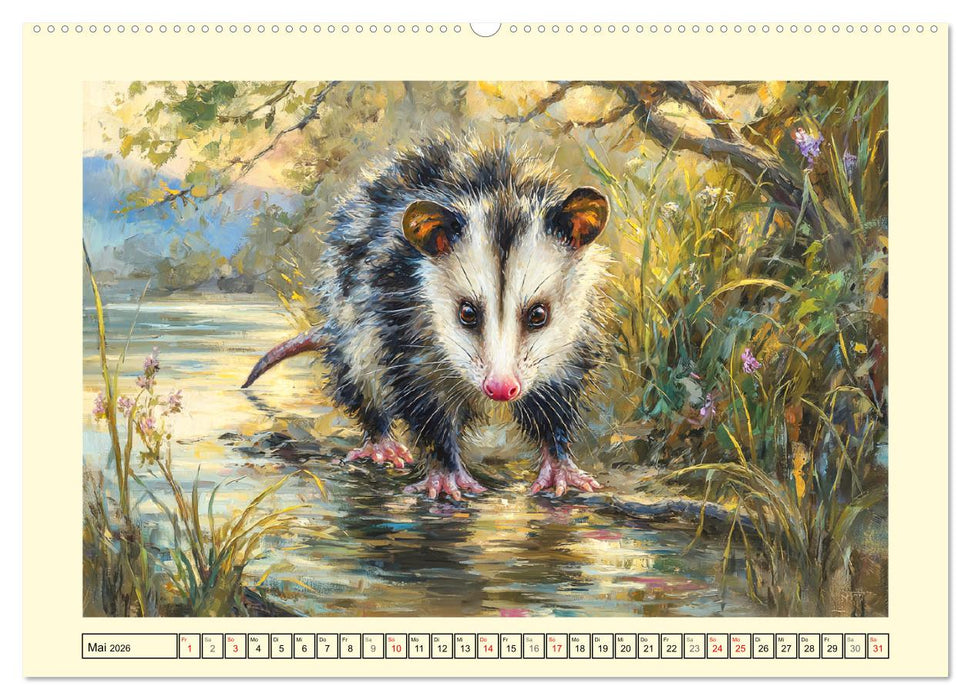 Opossums. Faszinierende Beutelratten in Öloptik (CALVENDO Wandkalender 2026)