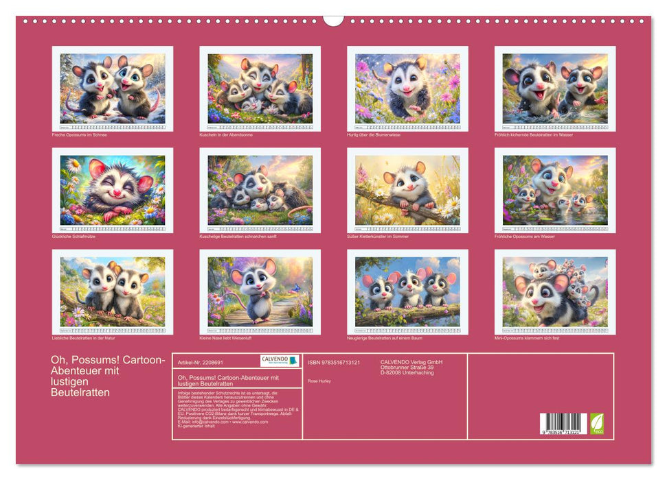 Oh, Possums! Cartoon-Abenteuer mit lustigen Beutelratten (CALVENDO Wandkalender 2026)