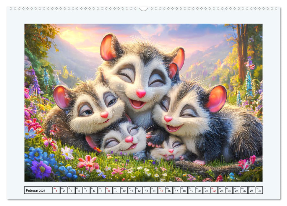 Oh, Possums! Cartoon-Abenteuer mit lustigen Beutelratten (CALVENDO Wandkalender 2026)