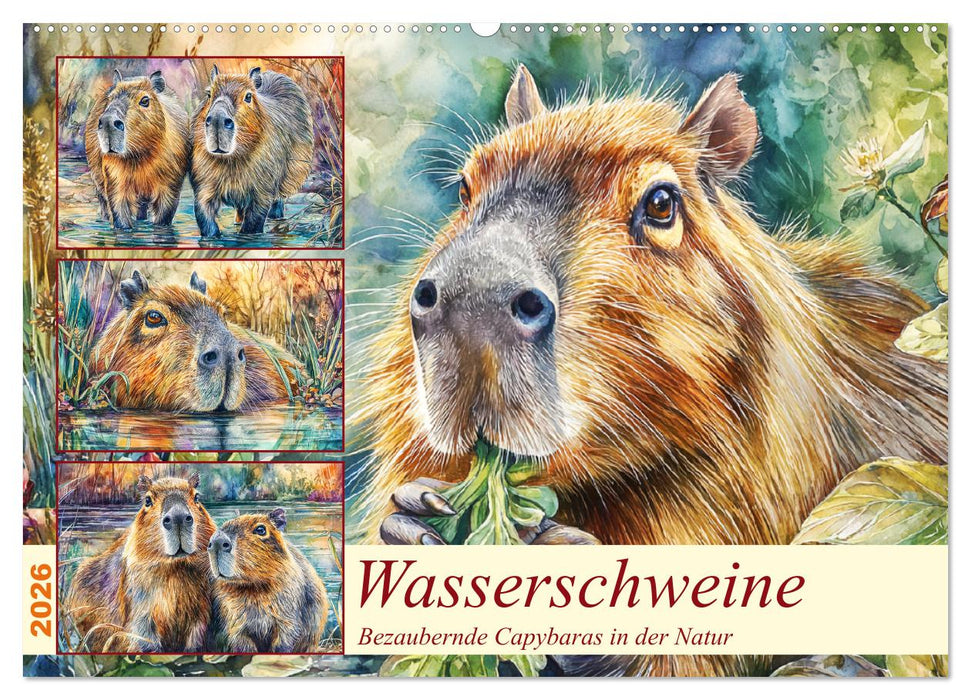Wasserschweine. Bezaubernde Capybaras in der Natur (CALVENDO Wandkalender 2026)