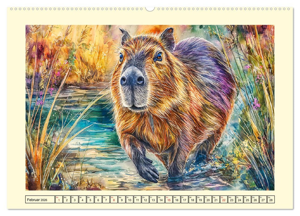 Wasserschweine. Bezaubernde Capybaras in der Natur (CALVENDO Wandkalender 2026)
