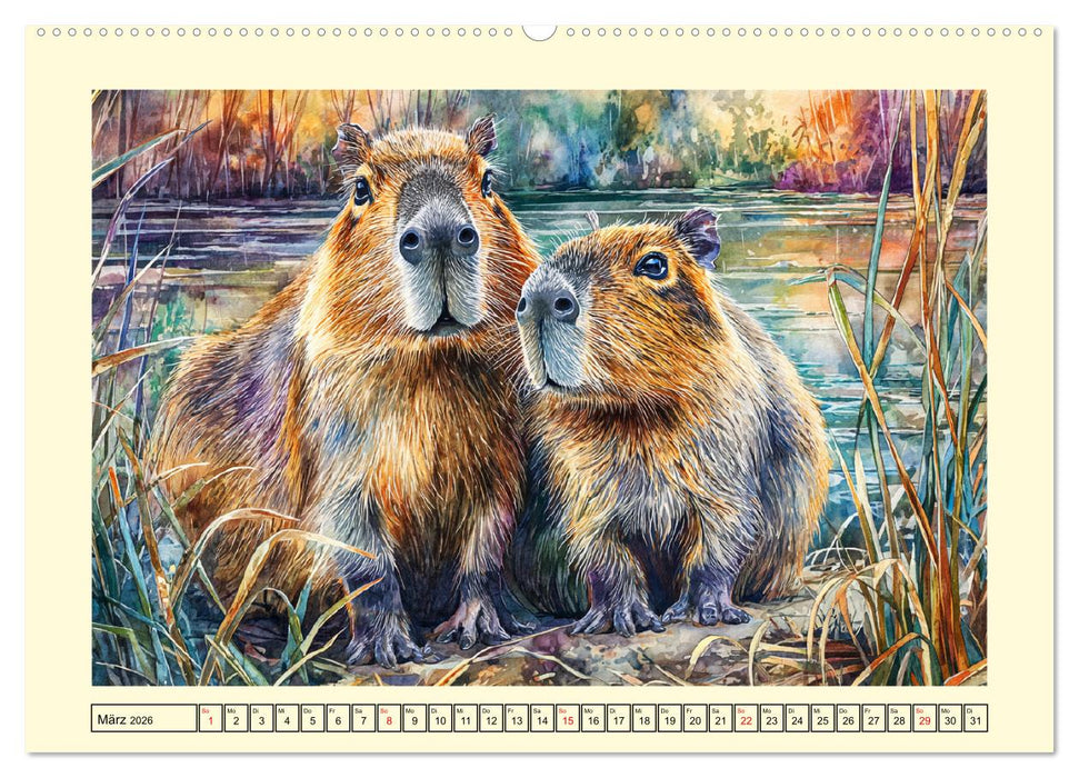 Wasserschweine. Bezaubernde Capybaras in der Natur (CALVENDO Wandkalender 2026)